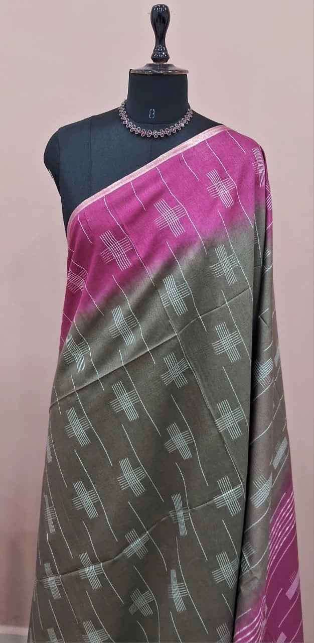 Dark Olive Green Silk Saree 1