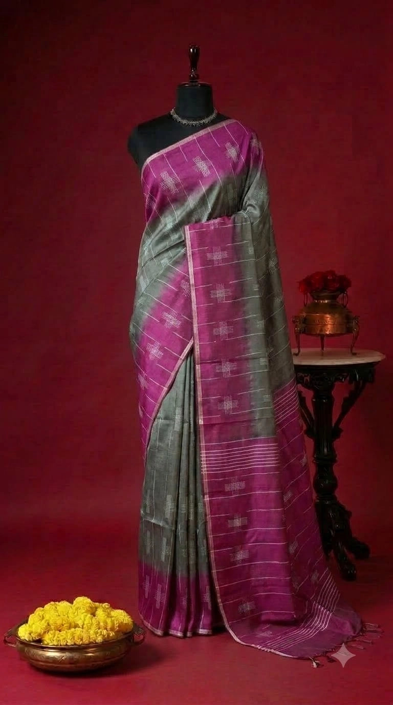 Dark Olive Green Silk Saree