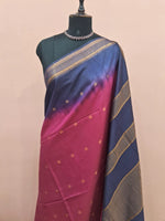 Dark Onion Pink Bamboo Silk Saree 1