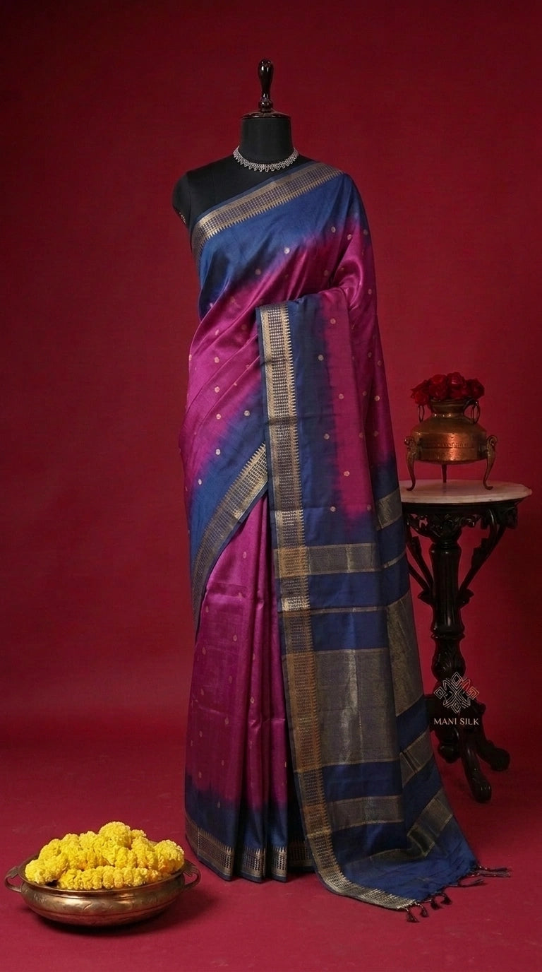 Dark Onion Pink Bamboo Silk Saree