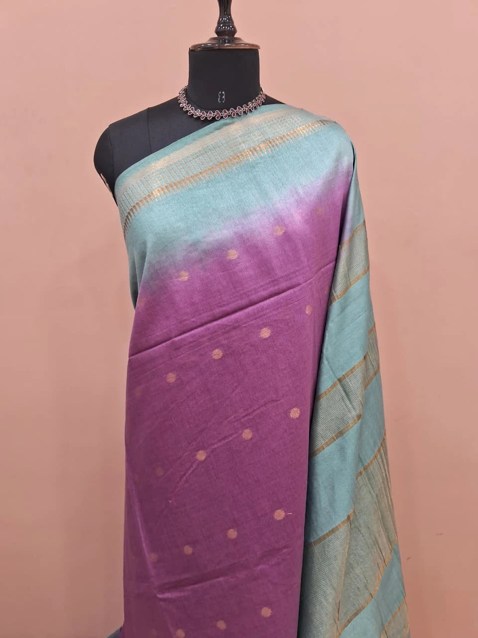 Light Lavender Bamboo Silk Saree 1