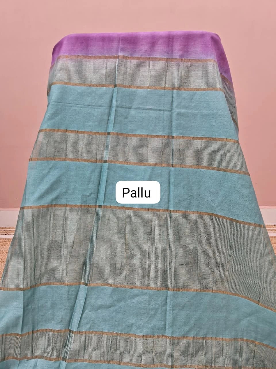 Light Lavender Bamboo Silk Saree pallu