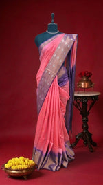 Reddish Pink Bamboo Silk Saree 