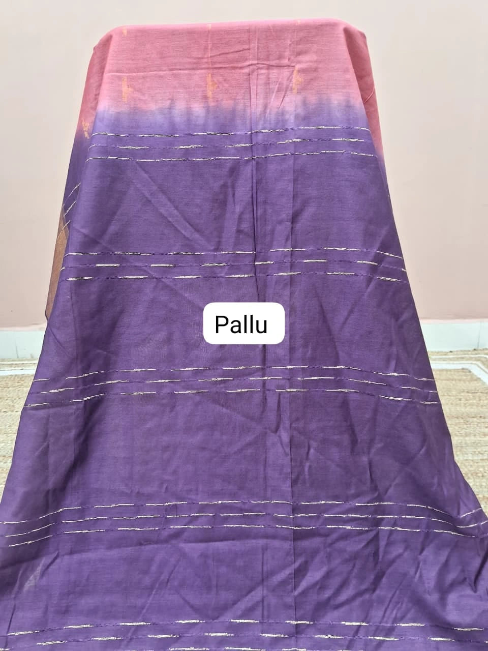 Reddish Pink Bamboo Silk Saree  Pallu