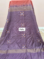 Dark Peach Zari Checked Bamboo Silk Saree Pallu