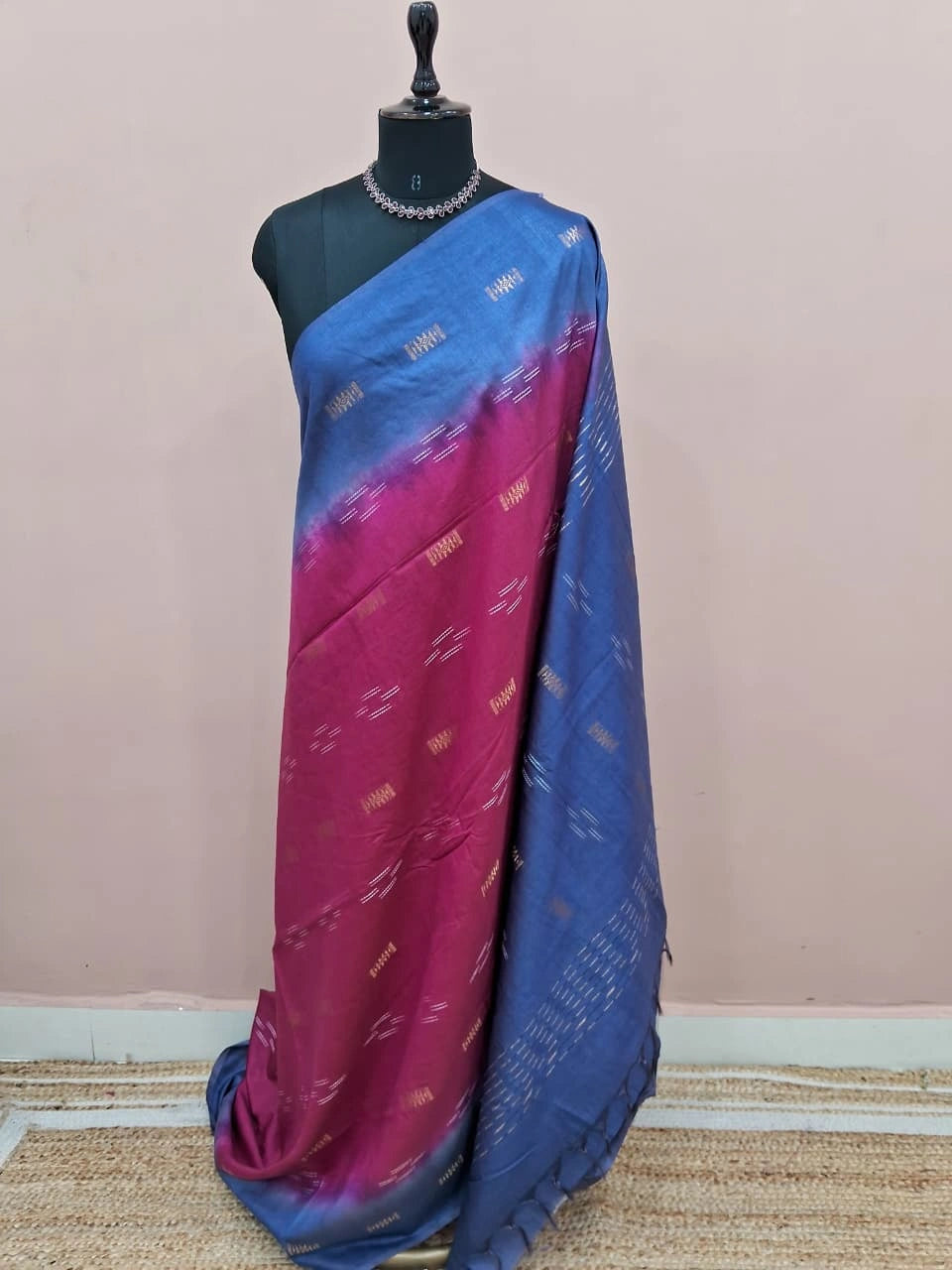 Wine Bamboo Silk Saree