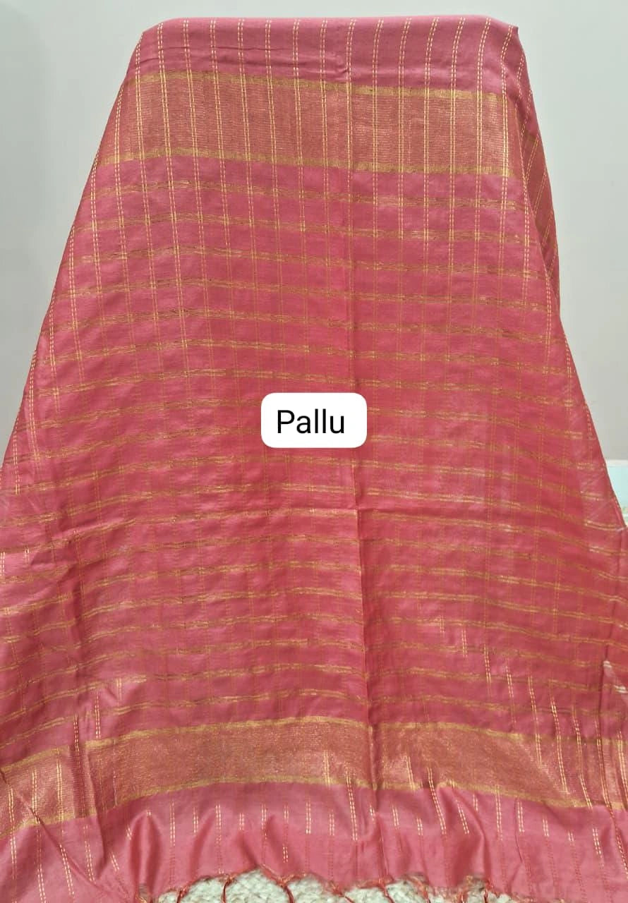 Peach Bamboo Silk Saree pallu
