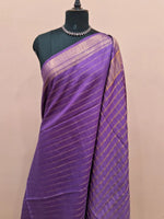 Dark Lavender Bamboo Silk Saree 1