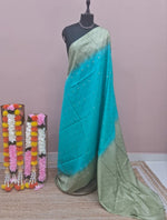 Aqua Blue Bamboo Silk Saree