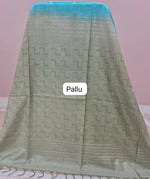 Aqua Blue Bamboo Silk Saree Pallu