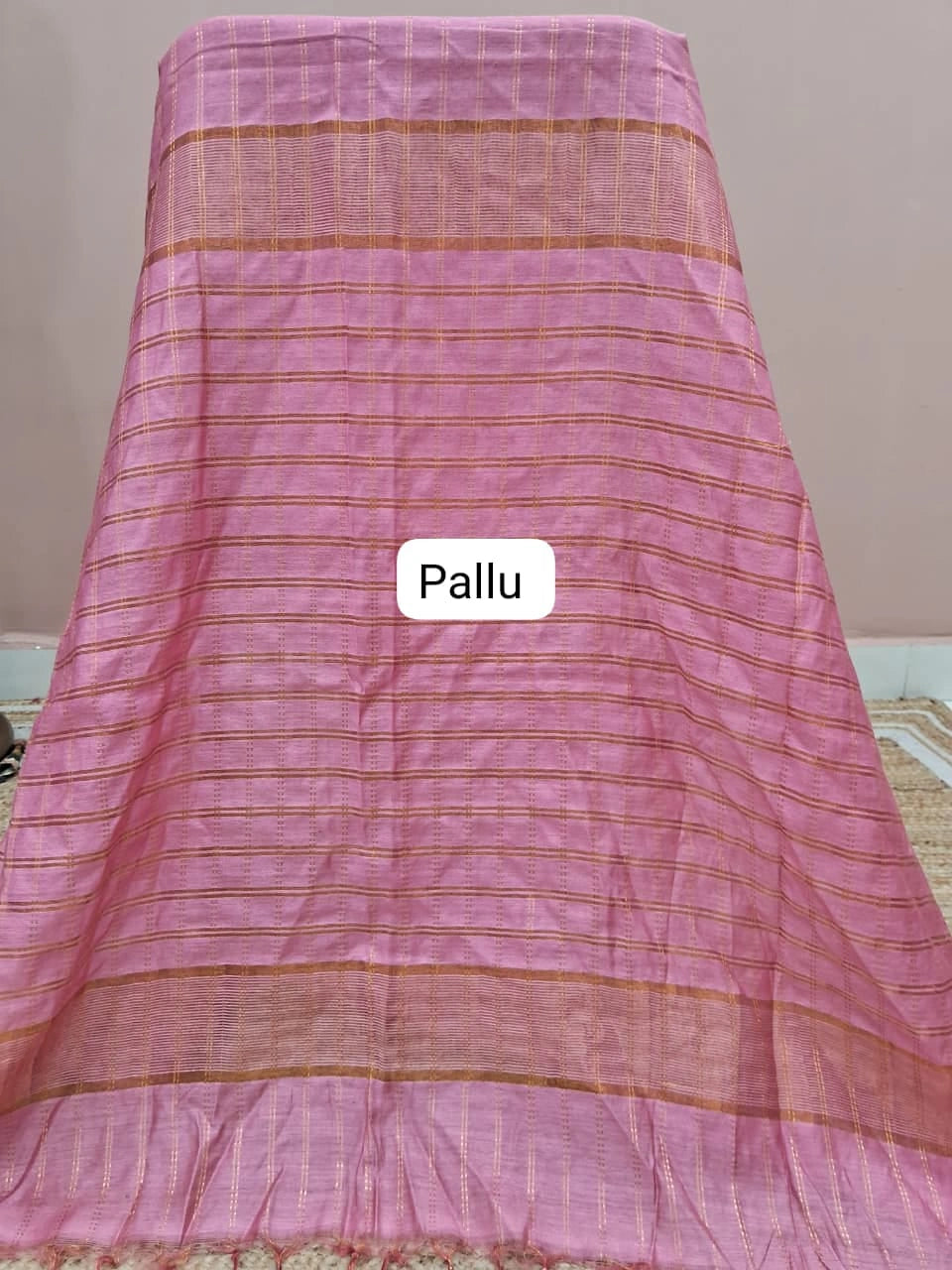 Baby Pink Bamboo Silk Saree pallu