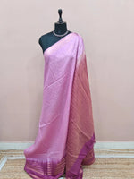 Blush Pink Zari Checked Bamboo Silk Saree 