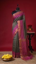 Dark Green Bamboo Silk Saree 
