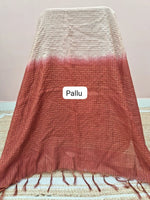 Beige Zari Checked Bamboo Silk Saree pallu