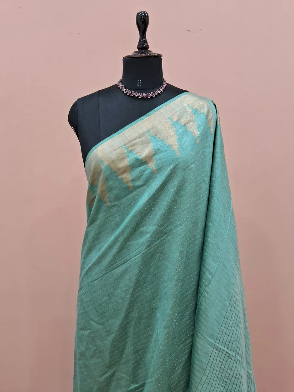 Marine Blue Bamboo Silk Saree 1