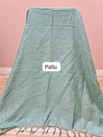 Marine Blue Bamboo Silk Saree pallu