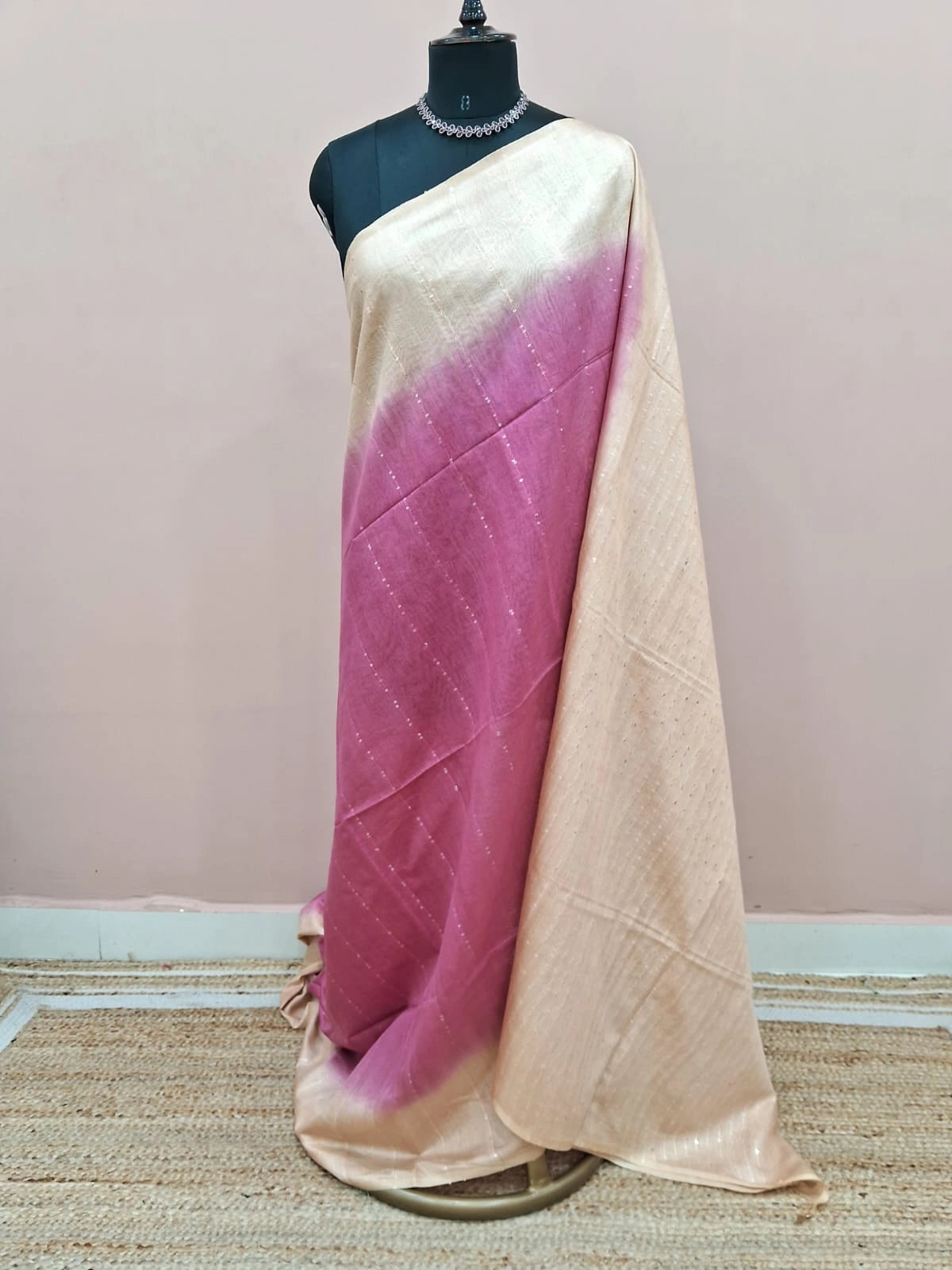 Onion Pink Bamboo Silk Saree 