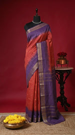 Dark Red Bamboo Silk Saree 