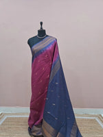 Pure Dark Onion Pink Bamboo Silk Saree 