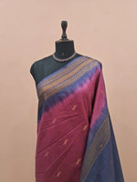 Pure Dark Onion Pink Bamboo Silk Saree 1