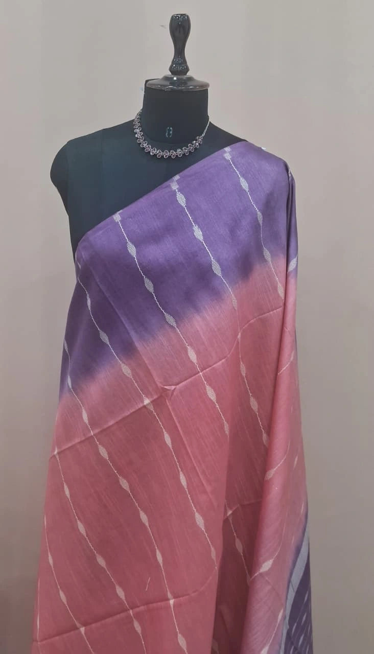 Coral Pink Bamboo Silk Saree  1