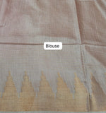 Light Baby Pink Checked Bamboo Silk Saree blouse