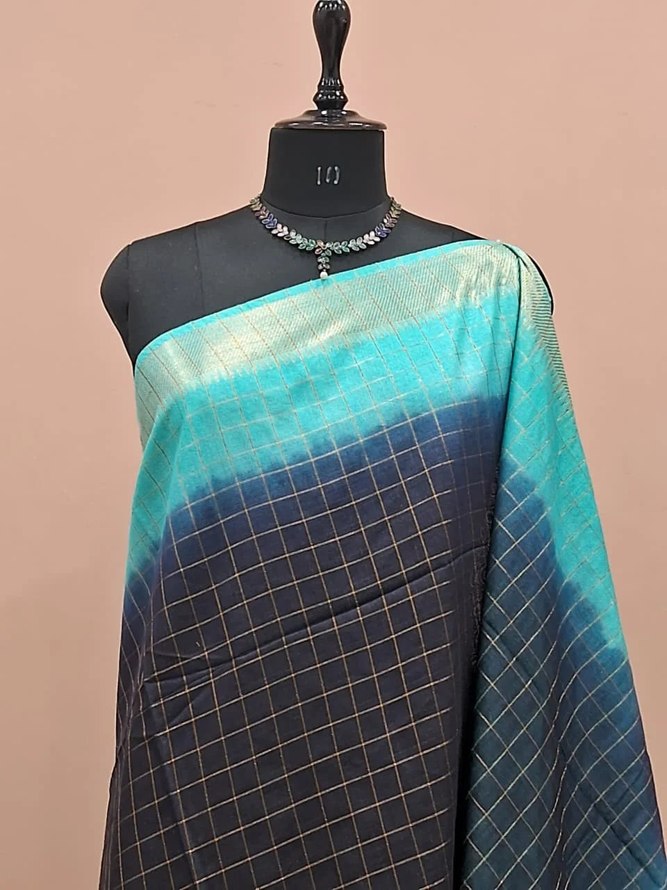 Dark Blue Bamboo Silk Saree 1