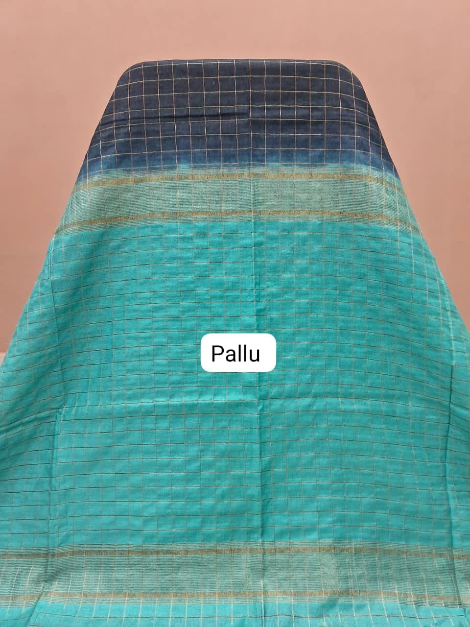 Dark Blue Bamboo Silk Saree pallu