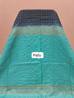 Dark Blue Bamboo Silk Saree pallu