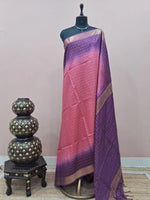 Dark Peach Checked Bamboo Silk Saree 