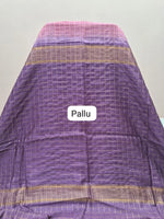 Dark Peach Checked Bamboo Silk Saree pallu