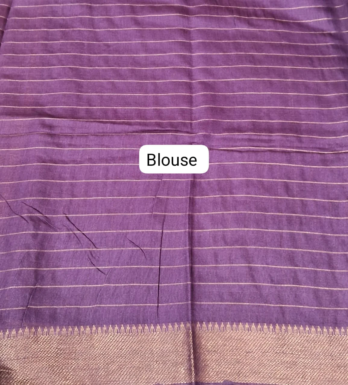 Dark Peach Checked Bamboo Silk Saree blouse