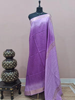 Dark Lavender Checked Bamboo Silk Saree 
