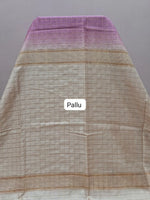 Light Pink Checked Bamboo Silk Saree pallu