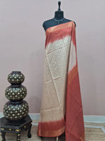Beige Checked Bamboo Silk Saree 