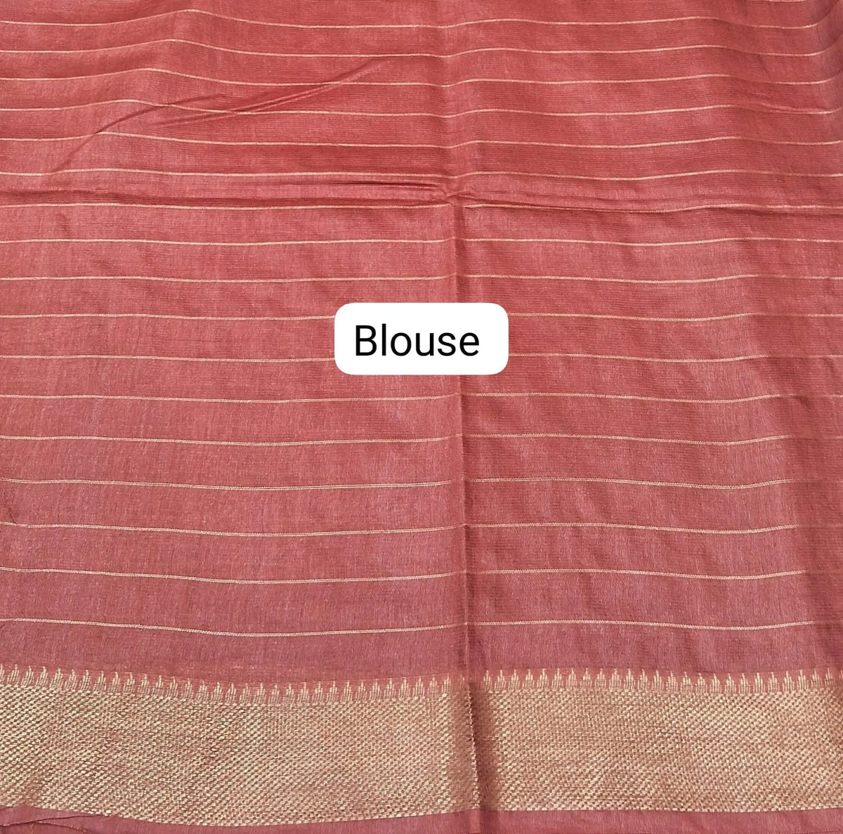 Beige Checked Bamboo Silk Saree blouse
