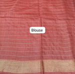 Beige Checked Bamboo Silk Saree blouse