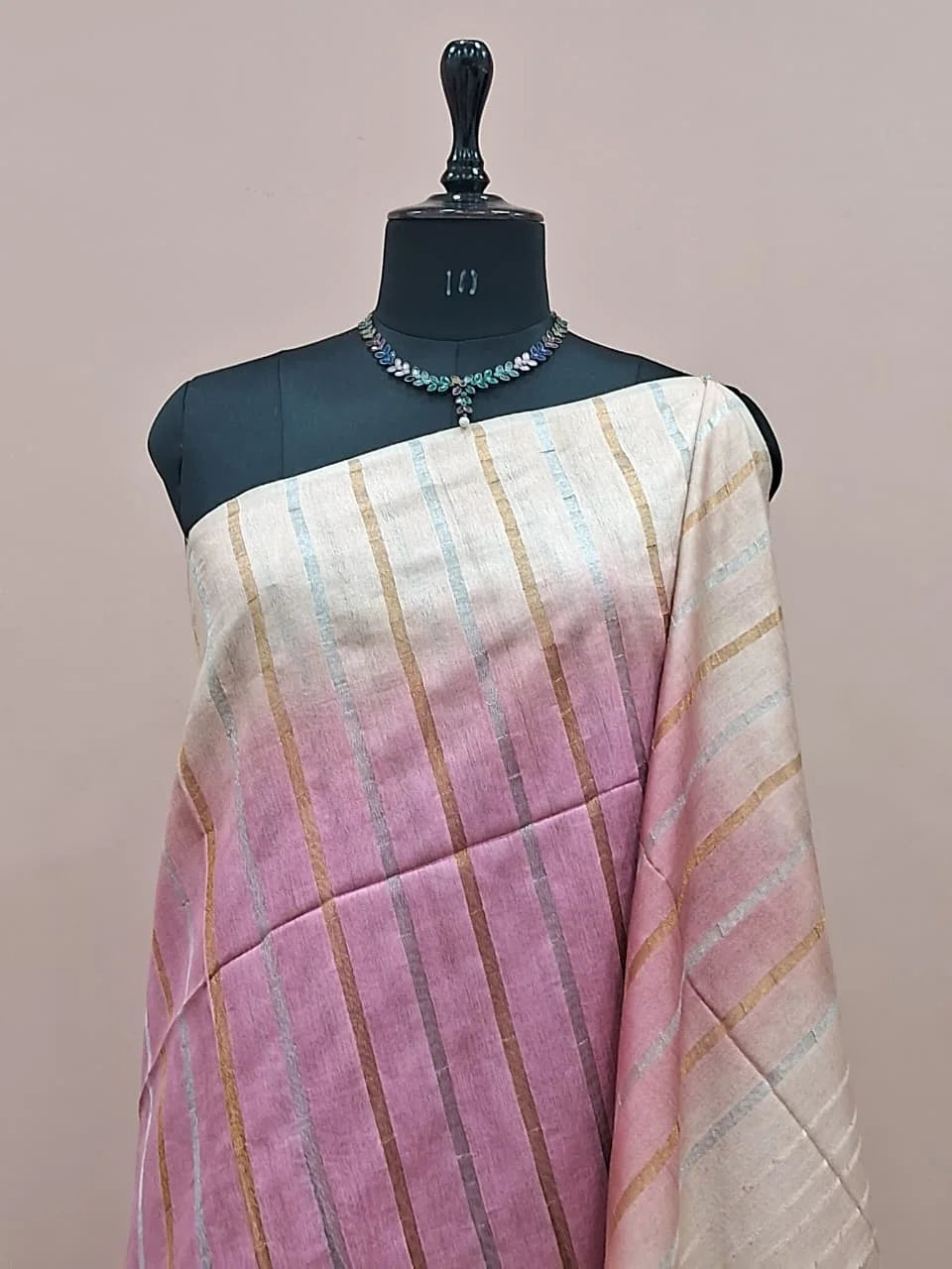 Baby Pink Bamboo Silk Saree 1