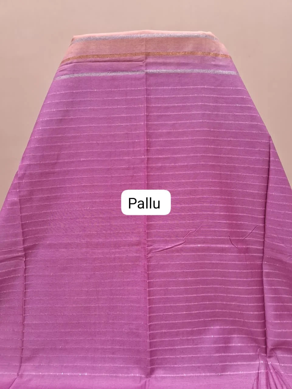 Peach Bamboo Silk Saree Pallu