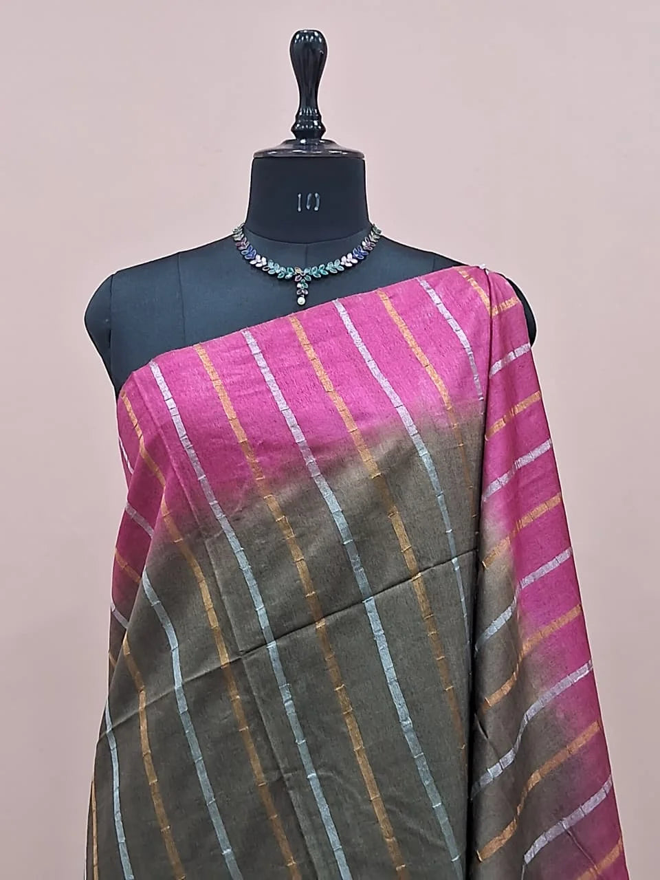 Dark Green Bamboo Silk Saree 1
