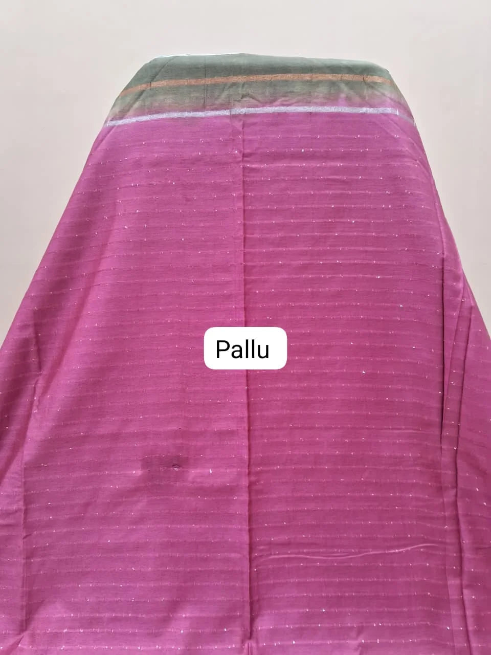 Dark Green Bamboo Silk Saree pallu