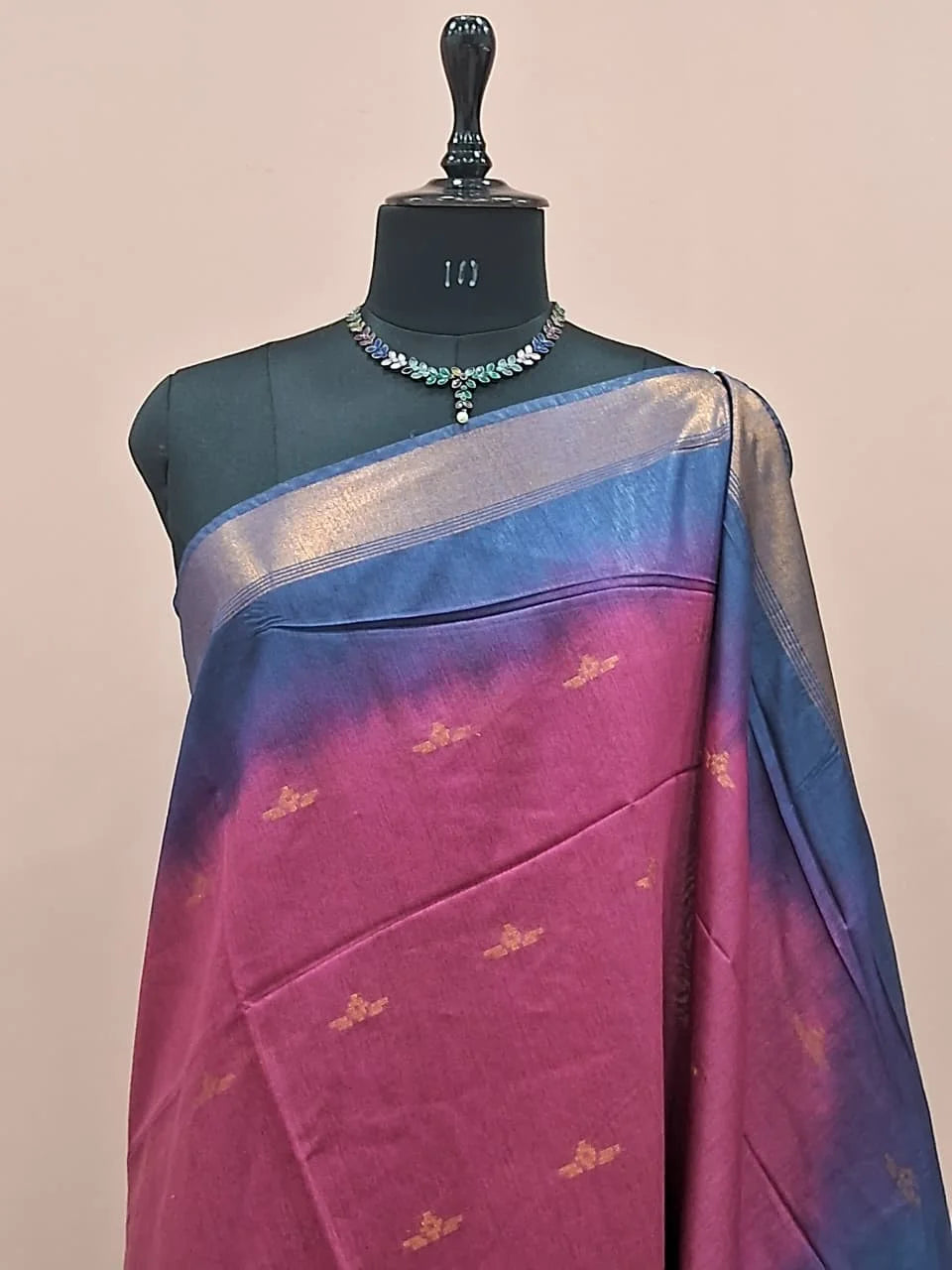 Dark Onion Pink Bamboo Silk Saree 1