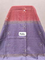 Dark Peach Checked Bamboo Silk Saree pallu