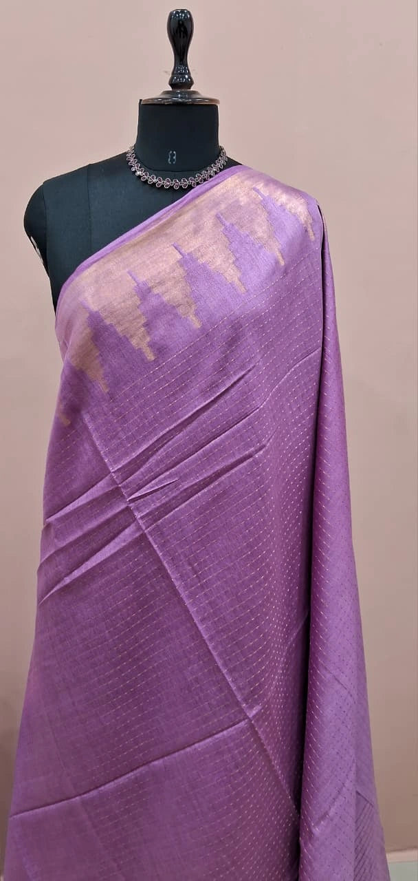 Lavender Bamboo Silk Saree 1
