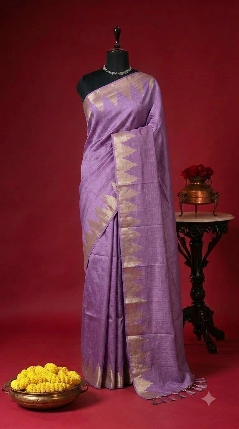 Lavender Bamboo Silk Saree