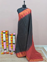 Pure Black Bamboo Silk Saree
