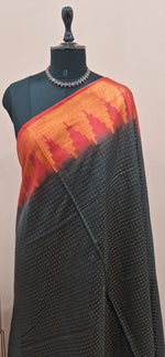Pure Black Bamboo Silk Saree 1