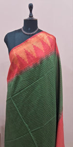 Grass Green Bamboo Silk Saree 1