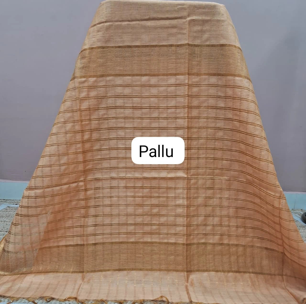 Dark Beige Bamboo Silk Saree Pallu