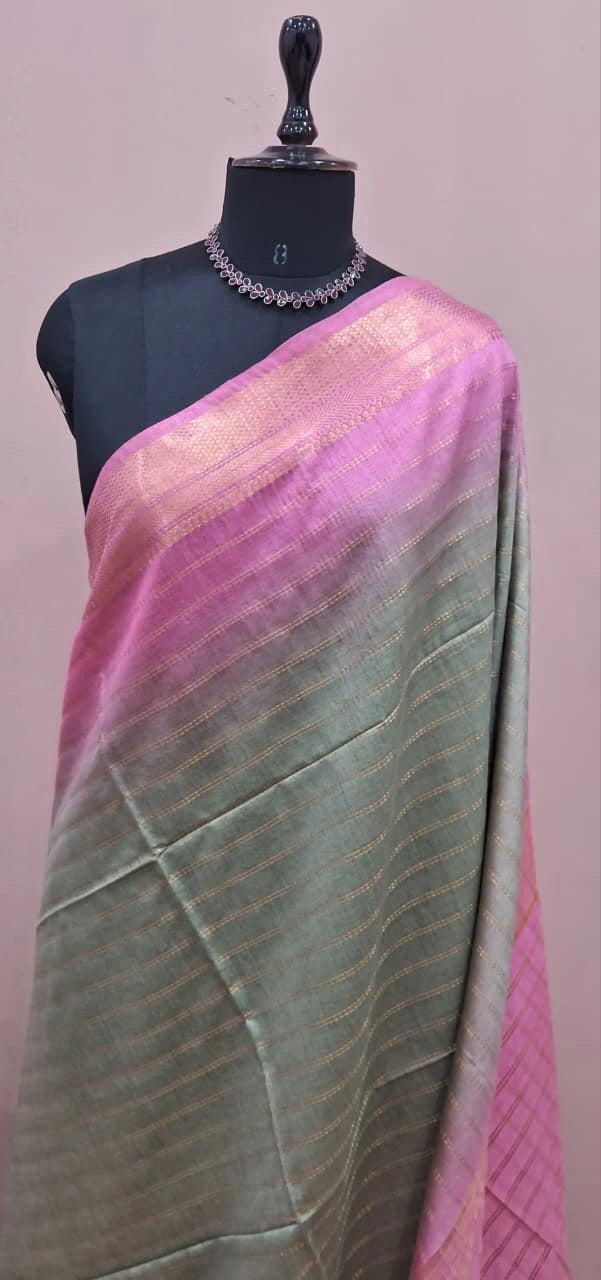 Seafoam Green Bamboo Silk Saree 1